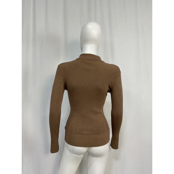 Joostricot Long Sleeve Brown Viscose Polo Sweater Size S - Picture 5 of 5